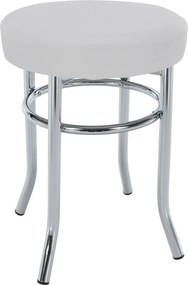 Taburet IRENA, crom/alb, metal/piele ecologica, 33x33x43 cm