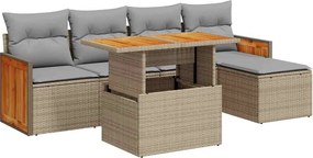 vidaXL Set canapele grădină cu perne 6 piese bej poliratan/lemn acacia