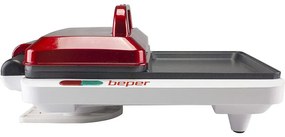 Gratar electric multifunctional Beper P101CUD500 4в1, 1000 W, 4 zone de gatit, Acoperire antiaderenta, Rosu