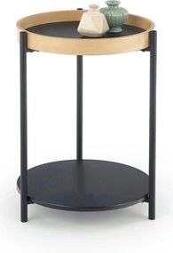 Masuta cafea Rolo, stejar natural/negru, otel/placaj curbat, 44x44x55