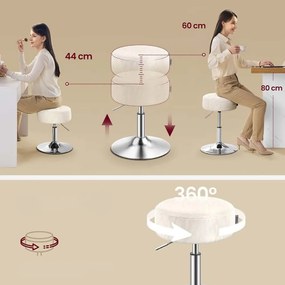 Scaun reglabil pe înălțime AURA pentru măsuța de toaletă, Ø35cm, crem Vasagle