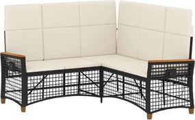 vidaXL Set de canapele reclinabile pentru grădină Negru și Alb crem