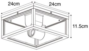 Plafonieră industrială maro ruginiu IP44 cu 2 lumini - Charlois