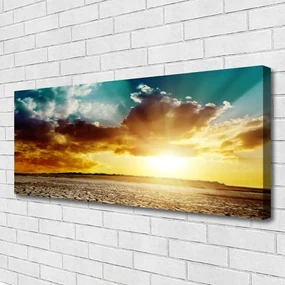 Tablou pe panza canvas Sun Nori Desert Peisaj Albastru Gri Galben Portocaliu