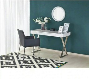 Birou B31, alb lucios/crom, 120x55x76 cm