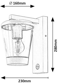 Lampă de perete de exterior cu senzor SAVANO 1xE27/40W/230V IP44 Rabalux 7267