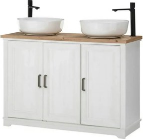 Dulap baie JASMIN, alb/stejar artisan, 116x47x74 cm