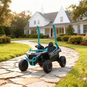 AIYAPLAY UTV electric 12V pentru copii, telecomandă, lumini LED, muzică, claxon, pentru copii 3-8 ani, Albastru | Aosom Romania