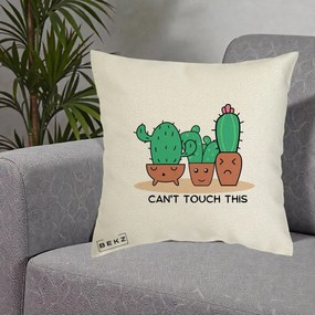 Perna Decorativa Cactus Funny Can't Touch This, 40x40 cm, Ecru, Husa Detasabila, Perna Inclusa, BEKZ®