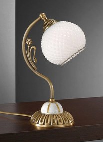 Veioza, lampa de masa clasic design italian din alama, sticla si lemn 8605 RA-P. 8605 P