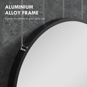 HOMCOM Oglindă pentru Baie cu Ramă din Aluminiu, 40x70 cm, Negru | Aosom Romania