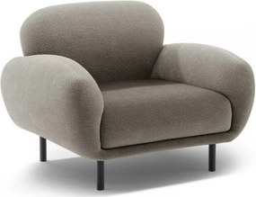 Fotoliu gri cu tapițerie din țesătură bouclé Poppy – Micadoni