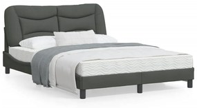3207773 vidaXL Cadru de pat cu tăblie, gri închis, 140x200 cm, textil