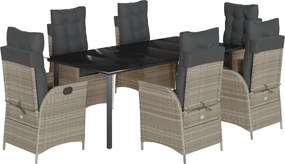 vidaXL Set mobilier de grădină cu perne, 7 piese gri deschis poliratan