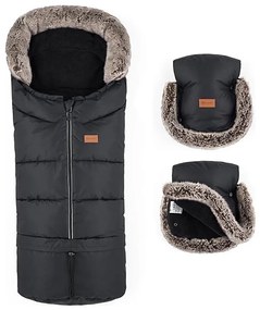 PETITE&MARS Set sac de iarnă 4în1 ARCTIC + mânuși cărucior Forever Black
