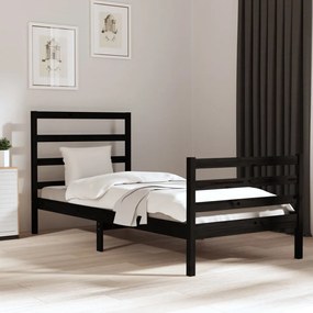 3104995 vidaXL Cadru de pat, negru, 90x200 cm, lemn masiv de pin