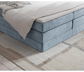 Pat boxspring albastru cu spațiu de depozitare/fără tăblie 180x200 cm Juniper – Maison de Rêve