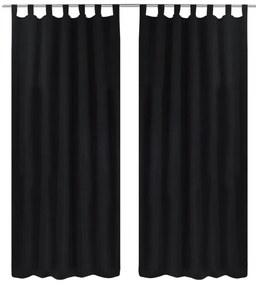 Draperii micro-satin cu bride, 2 buc, 140 x 175 cm, negru