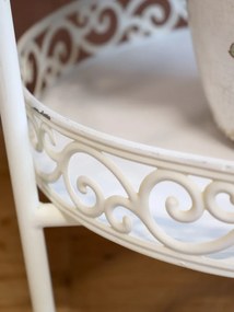 Etajera, alba, din metal, cu 3 rafturi, aspect vintage