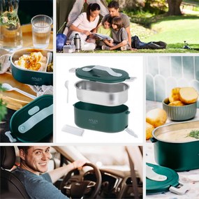 Cutie alimentara electrica Adler AD 4522, 45W, 0.8 L, Pana la 70°C, Recipient din otel inoxidabil, Geanta termica, Verde
