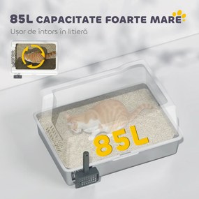 PawHut Litieră pentru Pisici Impermeabilă cu Tavă și Paletă, Alb | Aosom Romania