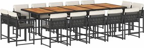 vidaXL Set mobilier de grădină cu perne, 15 piese, negru, poliratan