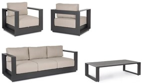 Set mobilier de gradina, 4 piese, metal / textil, antracit / bej, Moses Bizzotto