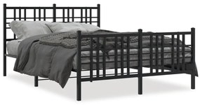 376342 vidaXL Cadru pat metalic cu tăblie de cap/picioare, negru, 140x190 cm