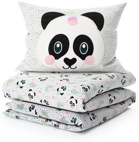 Lenjerie de pat din bumbac pentru copii PANDA UNICORN alb Dimensiune lenjerie de pat: 60 x 70 cm | 140 x 200 cm