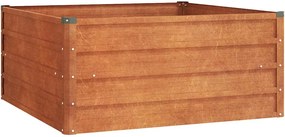 vidaXL Strat înălțat de grădină, ruginiu, 100x100x45 cm, oțel corten