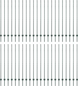 vidaXL Stâlp de gard. 44 pcs Verde 200 cm Oțel