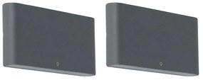 Set de 2 aplice exterioare gri închis 17,5 cm inclusiv LED - Batt