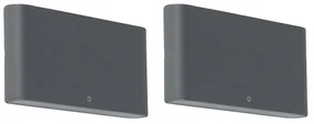 Set de 2 aplice exterioare gri închis 17,5 cm inclusiv LED - Batt