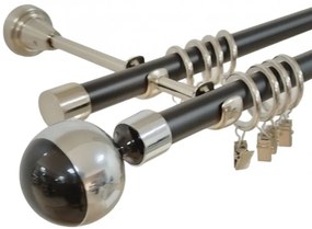 Galerie dubla duo kula negru 19 mm negru inox (Alege marime: 200 cm)
