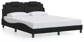 3214029 vidaXL Cadru de pat cu lumini LED, negru, 160x200 cm, piele ecologică