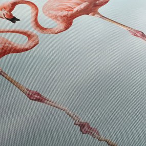 Tablou cu doi flamingo (cu ceas) (90x30 cm)