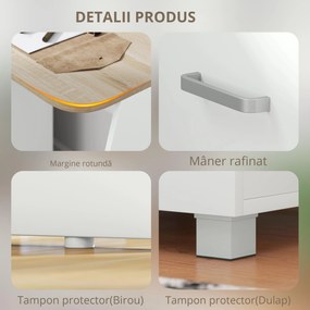 HOMCOM Masa de Birou cu Comodă Modernă pentru Dormitor și Birou, din Lemn, 110x55x75cm, Alb | Aosom Romania