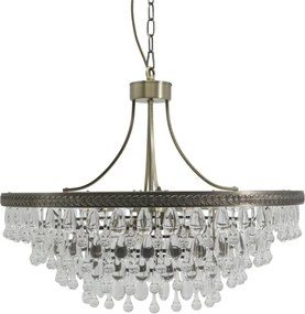 Candelabru din sticlă și alamă antichizată, lucrat manual, cu prisme de cristal, 57x70 cm, „Versailles"