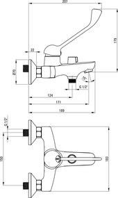 Boro Baterie pentru cadă, montare pe perete, cu mâner Clinic Finisaj: Crom BMO_010C