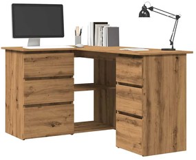 vidaXL Birou de colț, stejar artizanal, 145x100x76 cm, lemn prelucrat