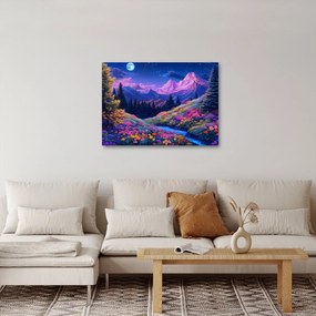 Tablou - Peisaj violet la lună plină (70x50 cm)