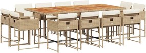 vidaXL Set mobilier de grădină cu perne, 13 piese, bej, poliratan