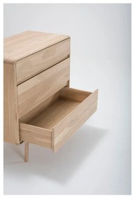 Comodă din lemn masiv de stejar cu 3 sertare Gazzda Fawn