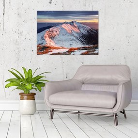 Tablou pe sticlă - Panoramă montană de iarnă II. (70x50 cm)