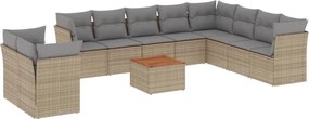 vidaXL Set canapele de grădină cu perne, 11 piese, bej, poliratan