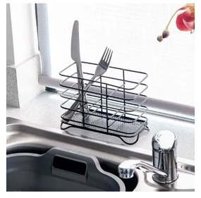 Scurgător de vase negru pentru tacâmuri din oțel inoxidabil – Addis