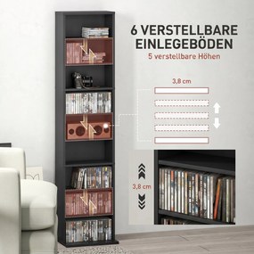 HOMCOM Raft Port CD cu 6 Rafturi Reglabile pentru 260 CD-uri/120 DVD-uri Negru | Aosom Romania