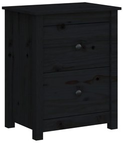 813687 vidaXL Dulap noptieră, negru, 50x35x61,5 cm, lemn masiv de pin