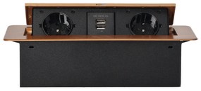 Priza incastrabila dreptunghiulara, 2 prize scuko + 2 USB 5V 2.1A, fara cablu, auriu, Orno