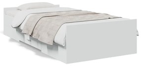 3280328 vidaXL Cadru de pat cu sertare, alb, 100x200 cm, lemn prelucrat